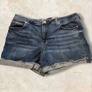 Seven7 Women's Denim Jean Shorts Size 16 Dark Wash‎ Cuffed Hem Casual